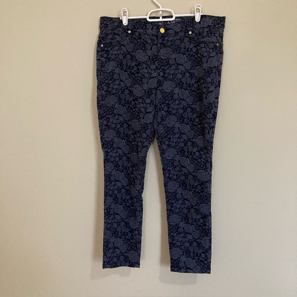 New York & Company NY & C Ankle Legging Jeans Pants Women’s Size 12 Blue Brocade